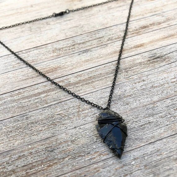 Black Obsidian Necklace Arrowhead 
