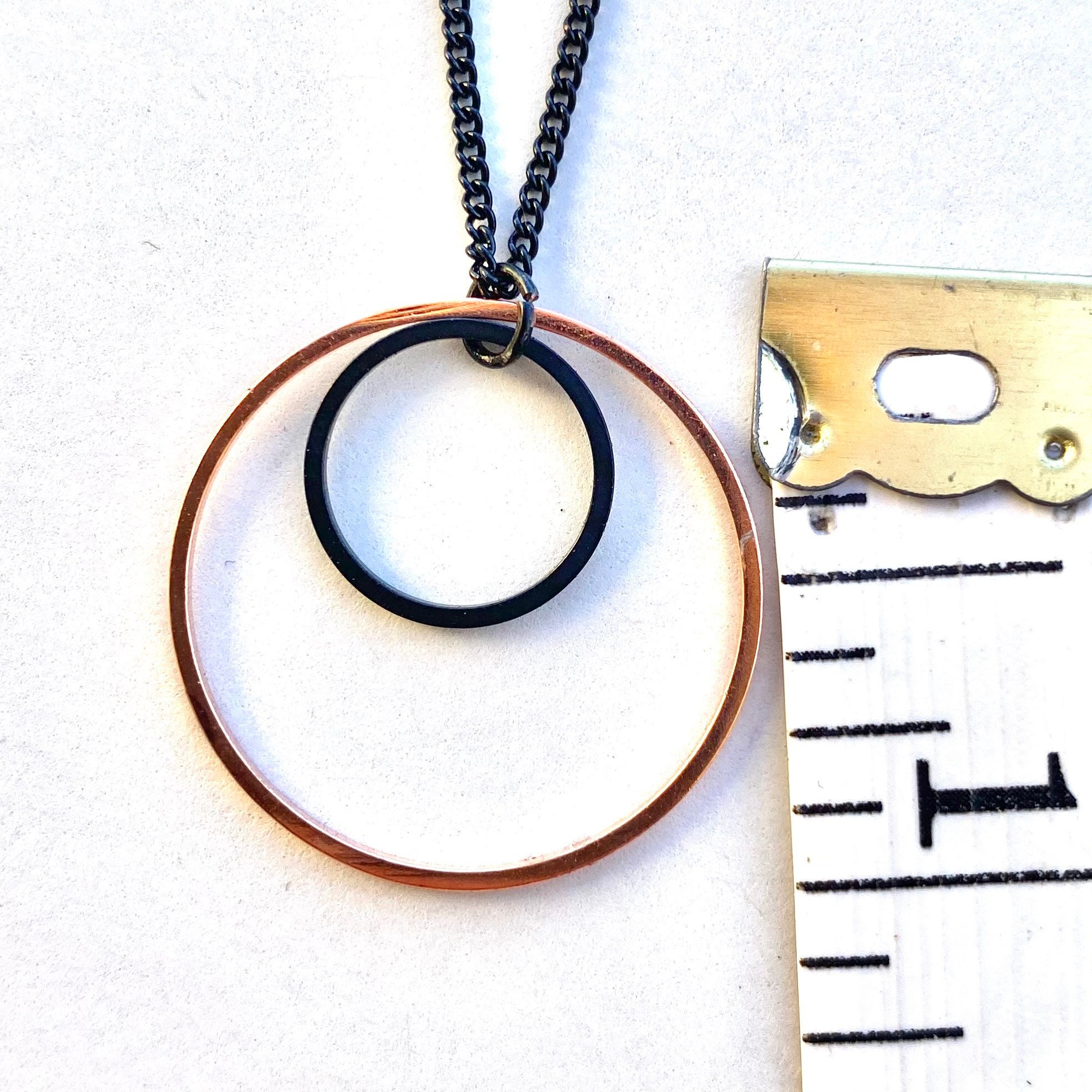 Double circle geometric necklace gift with meaning copper Etsy