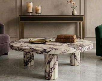 Calacatta Viola Coffee Table - Round Marble Table for Living Room