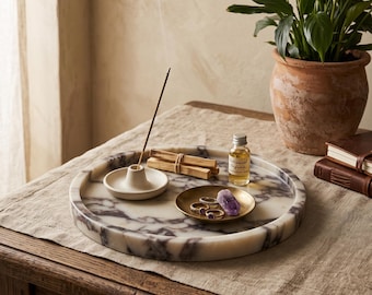 Handcrafted Calacatta Viola Marble Tray – Natural Stone Serving & Vanity Tray - Luxury Home Decor - Gift