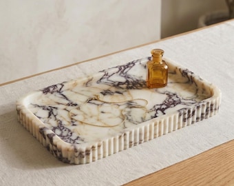 Handcrafted Calacatta Viola Marble Tray – Natural Stone Serving & Vanity Tray - Luxury Home Decor - Gift