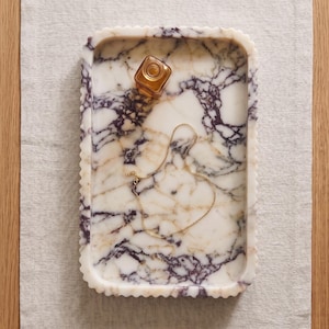Handcrafted Calacatta Viola Marble Tray – Natural Stone Serving & Vanity Tray - Luxury Home Decor - Gift