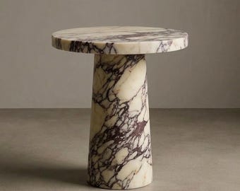 Calacatta Viola Marble End Table - Round Table for Living Room