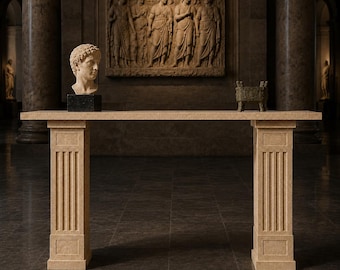 Custom Travertine Console Table | Slim or Thick Modern Entryway Bench | Low Stone Hallway Table
