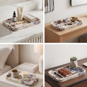 Handcrafted Calacatta Viola Marble Tray – Natural Stone Serving & Vanity Tray - Luxury Home Decor - Gift