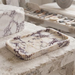 Handcrafted Calacatta Viola Marble Tray – Natural Stone Serving & Vanity Tray - Luxury Home Decor - Gift