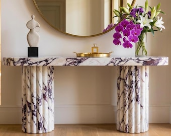 Custom Marble Console Table | Slim or Thick Modern Entryway Bench | Low Stone Hallway Table