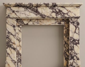 Marble Fireplace Mantel Surround - Hand-Carved Calacatta Viola - Fluted Natural Stone