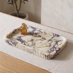 Handcrafted Calacatta Viola Marble Tray – Natural Stone Serving & Vanity Tray - Luxury Home Decor - Gift