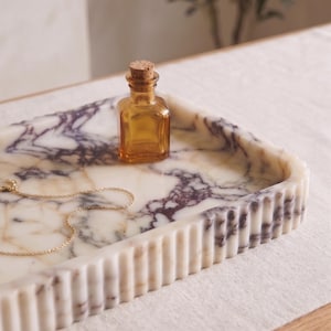 Handcrafted Calacatta Viola Marble Tray – Natural Stone Serving & Vanity Tray - Luxury Home Decor - Gift