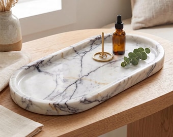 Handcrafted Lilac Marble Tray – Natural Stone Serving & Vanity Tray - Luxury Home Decor - Gift