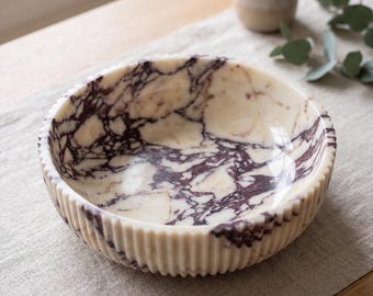 Handcrafted Calacatta Viola Marble Serving Bowl – Elevated Natural Stone Centerpiece