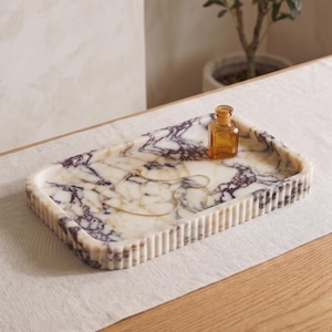 Handcrafted Calacatta Viola Marble Tray – Natural Stone Serving & Vanity Tray - Luxury Home Decor - Gift