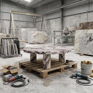 Calacatta Viola Marble Coffee Table, Modern Plinth Base Living Room Furniture