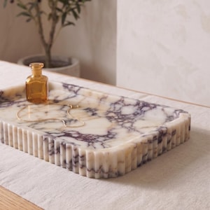 Handcrafted Calacatta Viola Marble Tray – Natural Stone Serving & Vanity Tray - Luxury Home Decor - Gift