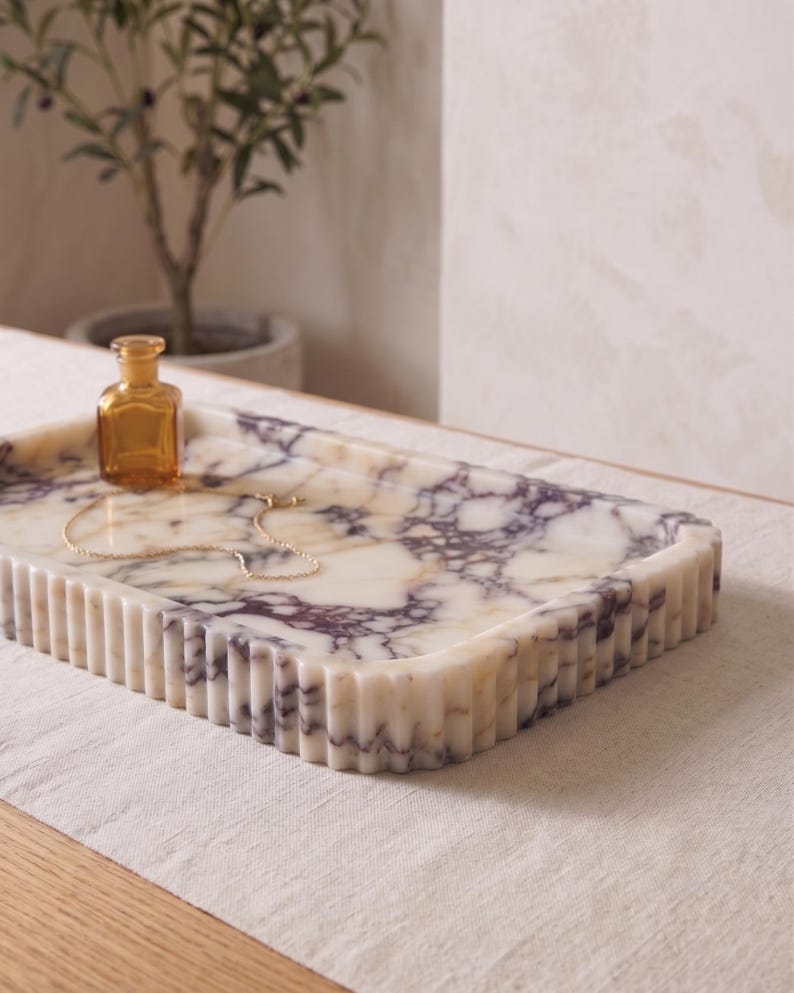 Handcrafted Calacatta Viola Marble Tray – Natural Stone Serving & Vanity Tray - Luxury Home Decor - Gift
