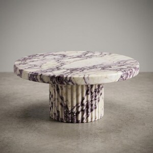 Calacatta Viola Marble Coffee Table, Modern Square Coffee Table with Plinth Base, Luxury Living Room Furniture