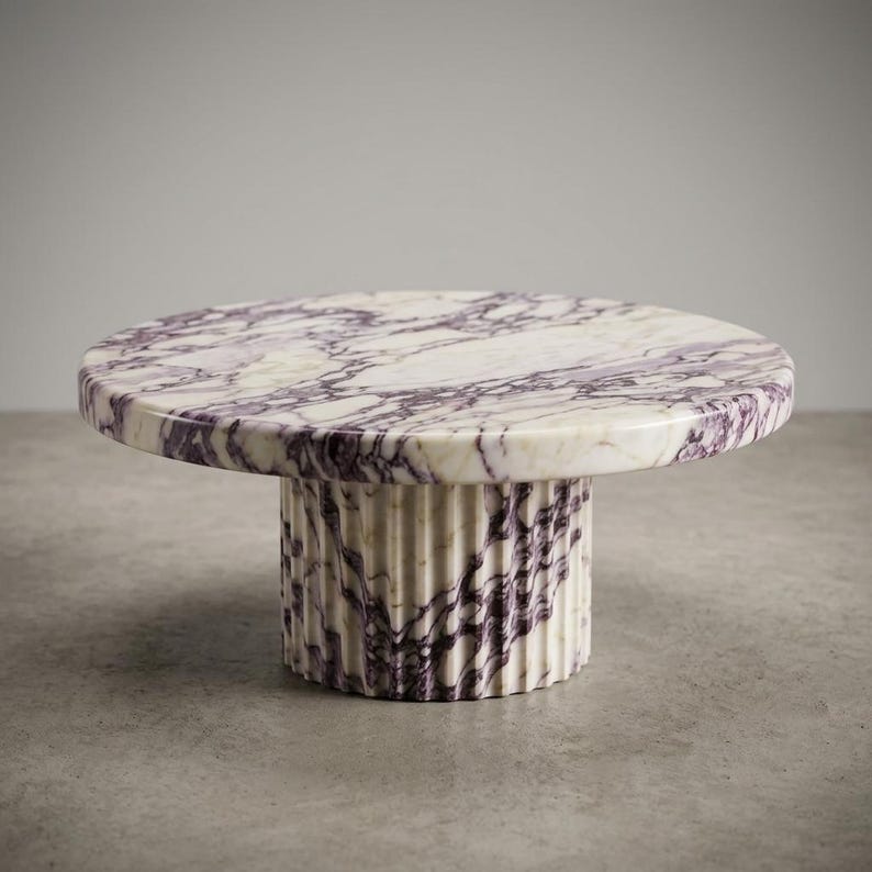 Calacatta Viola Marble Coffee Table, Modern Square Coffee Table with Plinth Base, Luxury Living Room Furniture