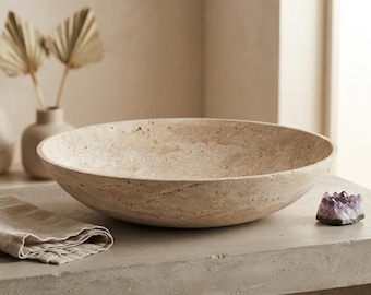 Handcrafted Travertine Serving Bowl – Natural Stone Centerpiece