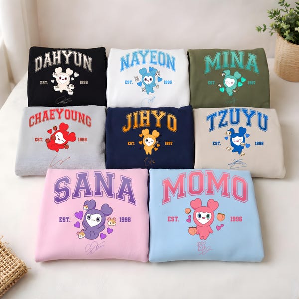 Camiseta linda de las integrantes de Twice, camiseta de la gira Ready to Be de Twice, camiseta Kpop de la quinta gira mundial de Twice, Twice Jihyo, Nayeon, Momo, Sana, Mina, Tzuyu Dahyun