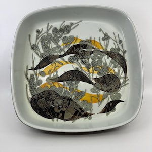 Bol cuadrado grande Royal Copenhagen Baca 963/3775 Ivan Weiss | Cerámica danesa moderna vintage de 26 cm, plato de servir de mediados de siglo