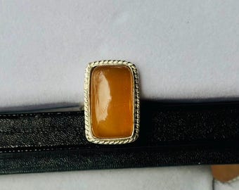 Gelber Aqeeq Ring aus 925er Silber poliert, Honig Achat Geschenk für Sie