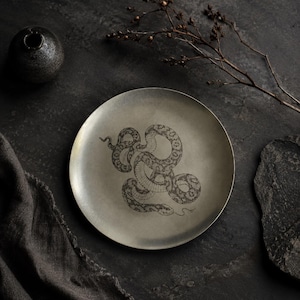 Gothic Snake Stainless Steel Plate: Vintage Witchy Home Decor Tray
