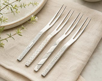 Stainless Steel Dessert Fork Set, Silver Cake Forks, Mini Pastry Fruit Forks, Modern Silver Flatware for Wedding, Tea Time, Table Decor Gift