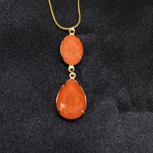 Orange Necklace Hyacinth Tangerine Necklace Gold Orange drop necklace for women Carnelian drops Crystal Wedding Bridal Jewelry image 1