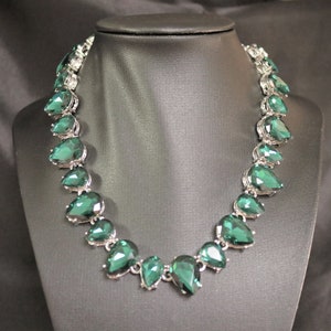 Emerald Necklace May Birthstone Emerald Green Teardrop Necklace Silver ...