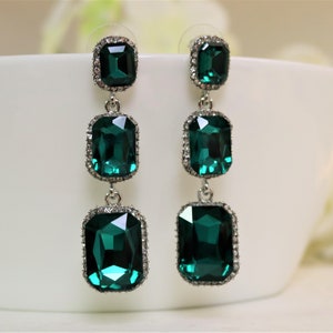 Emerald Green Earrings Octagon Emerald Earrings Bridesmaid - Etsy