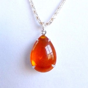 Orange Necklace Hyacinth Orange Pendant Crystal Drop Necklace Bridesmaids Bridal Necklace image 1