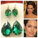 Emerald Green Earrings Angelina Jolie Inspired Style Teardrop Drop Estate Style Earrings 