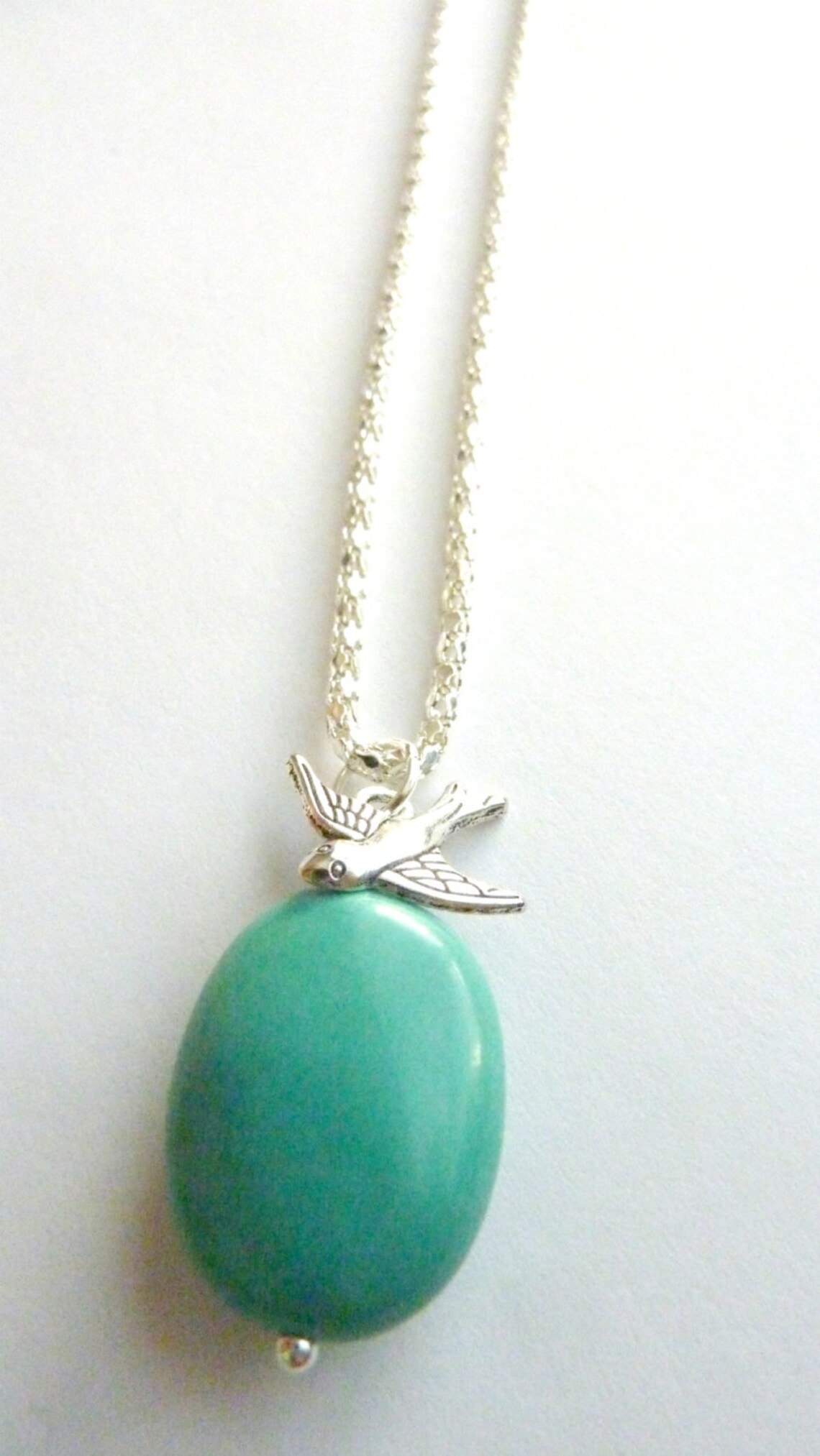 Turquoise Necklace Swallow Necklace Dove Bird Pendant Chain Etsy