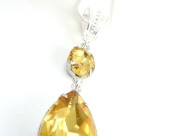 Yellow Topaz Necklace November Birthstone Topaz Yellow Necklace Pendant Bridal Wedding Necklace