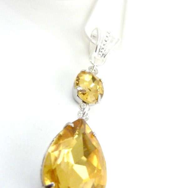 Yellow Topaz Necklace November Birthstone Topaz Yellow Necklace Pendant Bridal Wedding Necklace