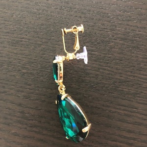 Emerald Earrings Posts Green Angelina Jolie Kyle Richards LARGE Emerald green Teardrop Drop Estate Style Earrings image 7