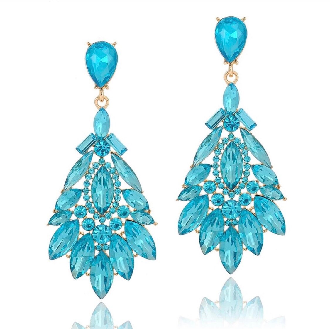 Aqua blue earrings sale