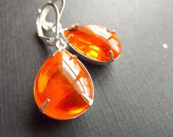 Orange Earrings - Hyacinth Orange Earrings - Crystal Drop Earrings - Bridesmaids Bridal Earrings