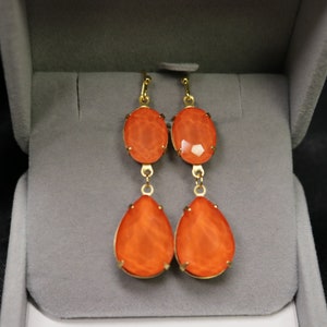 Orange Necklace Hyacinth Tangerine Necklace Gold Orange drop necklace for women Carnelian drops Crystal Wedding Bridal Jewelry image 4