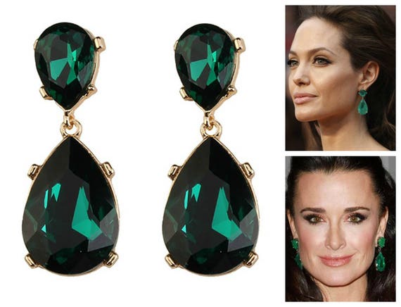 Buy EMERALD LONG EARRINGS, Dark Green Chandelier Earrings, Wedding Bridal  Earrings, Elegant Earrings, Statement Earrings, Leaf Earring Online in  India - Etsy