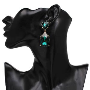 Emerald Earrings Posts Green Angelina Jolie Kyle Richards LARGE Emerald green Teardrop Drop Estate Style Earrings image 3