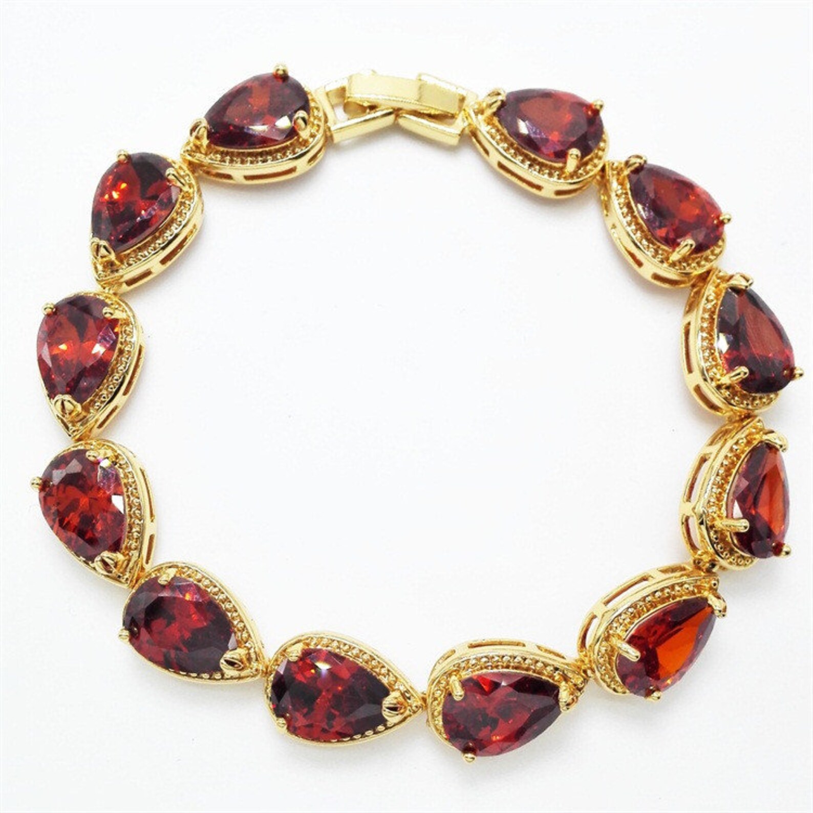 Rhodium-Plated Leverback Red Siam Swarovski Earrings main image 1