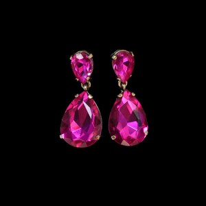Hot Pink Earrings Posts Fuchsia Earrings Teardrop Clip Ons Drop October ...