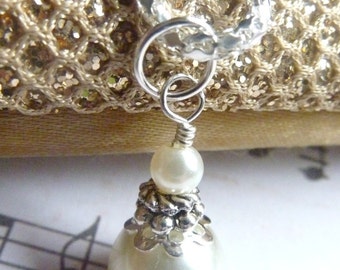Bridesmaids necklace ivory white pearl wedding silver necklace