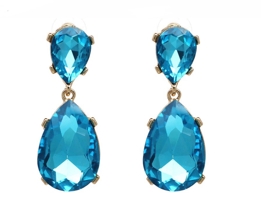 Aqua Blue Earrings Posts Something Blue Drop Earrings Wedding - Etsy