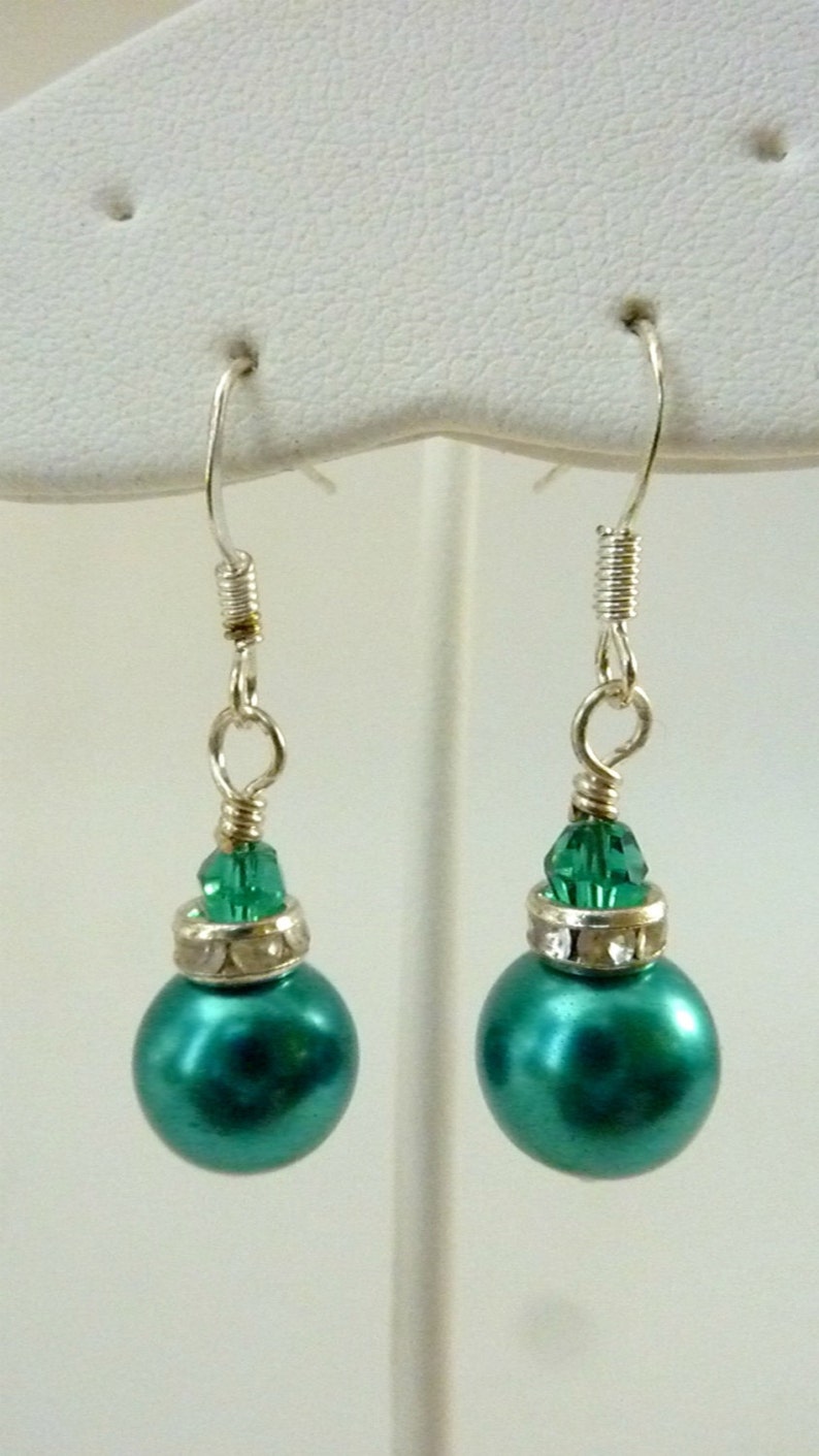 Bridesmaids Earrings Teal Earrings Teal Green Earrings Vintage Etsy