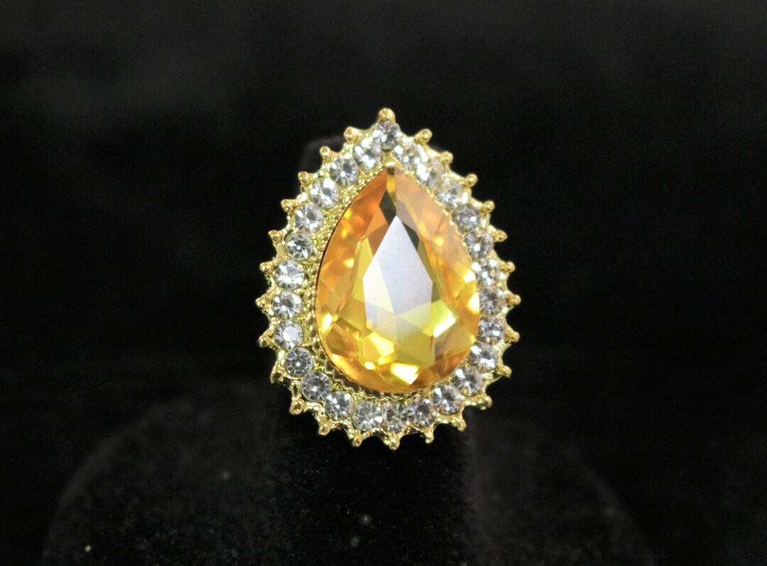 Topaz Ring Yellow Adjustable Ring November Birthstone Ring CZ ...
