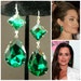 Emerald Earrings Angelina Jolie Kyle Richards LARGE Emerald green Teardrop Drop Estate Style Earrings 