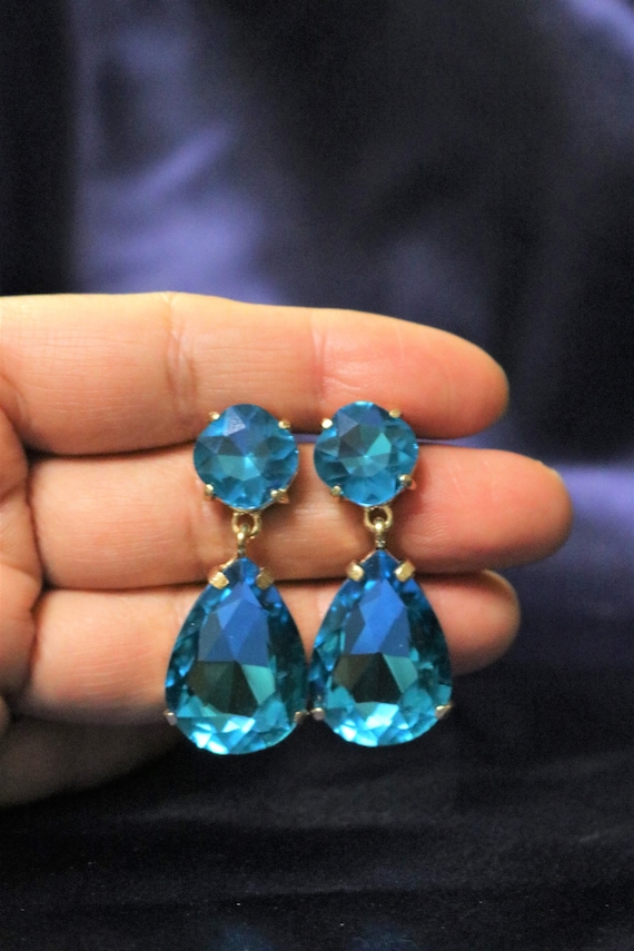 Sayuri Earrings - aqua blue chalcedony soothing gemstone drop earrings -  Monster